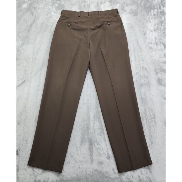 Kenneth Cole Reaction Pants Mens 36X34 Brown Micro Polyester Straight Leg Office - Picture 2 of 9